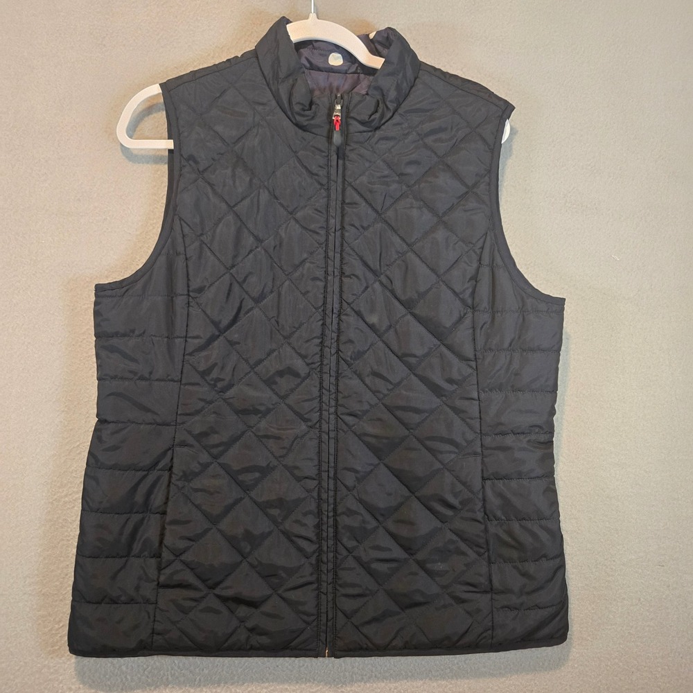 Banana Republic Vest Womens Large Reversible Quilted Puffer Vest Navy Polka Dot - Picture 7 of 11
